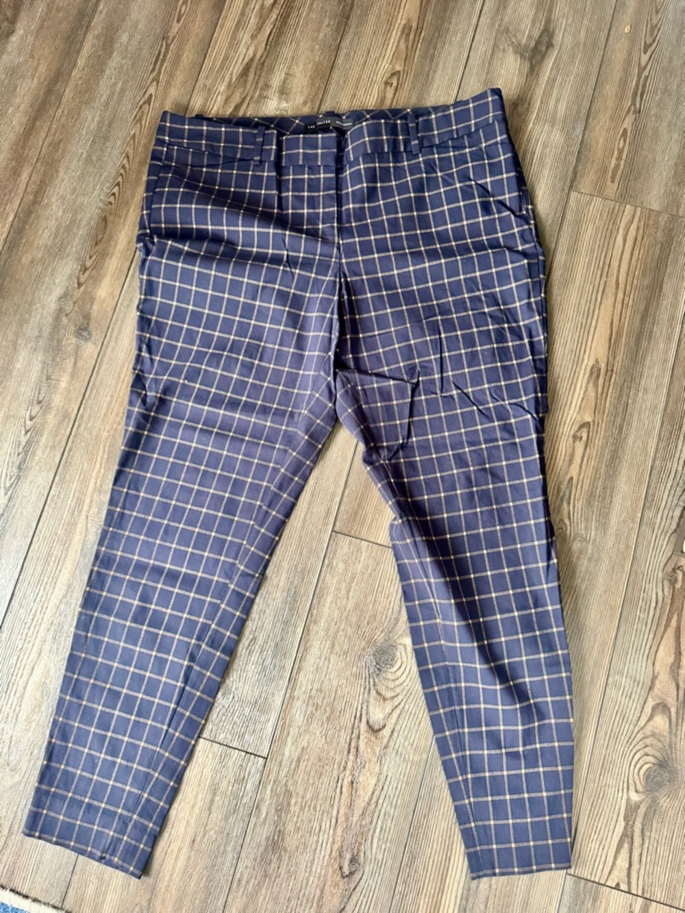 The Limited Navy Dress Pants with Tan Windowpane Check